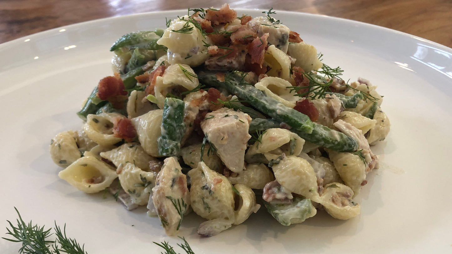 Salade de coquilles au poulet et bacon