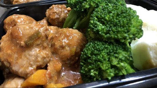 Peach Pork Meatballs with Just Vegetables